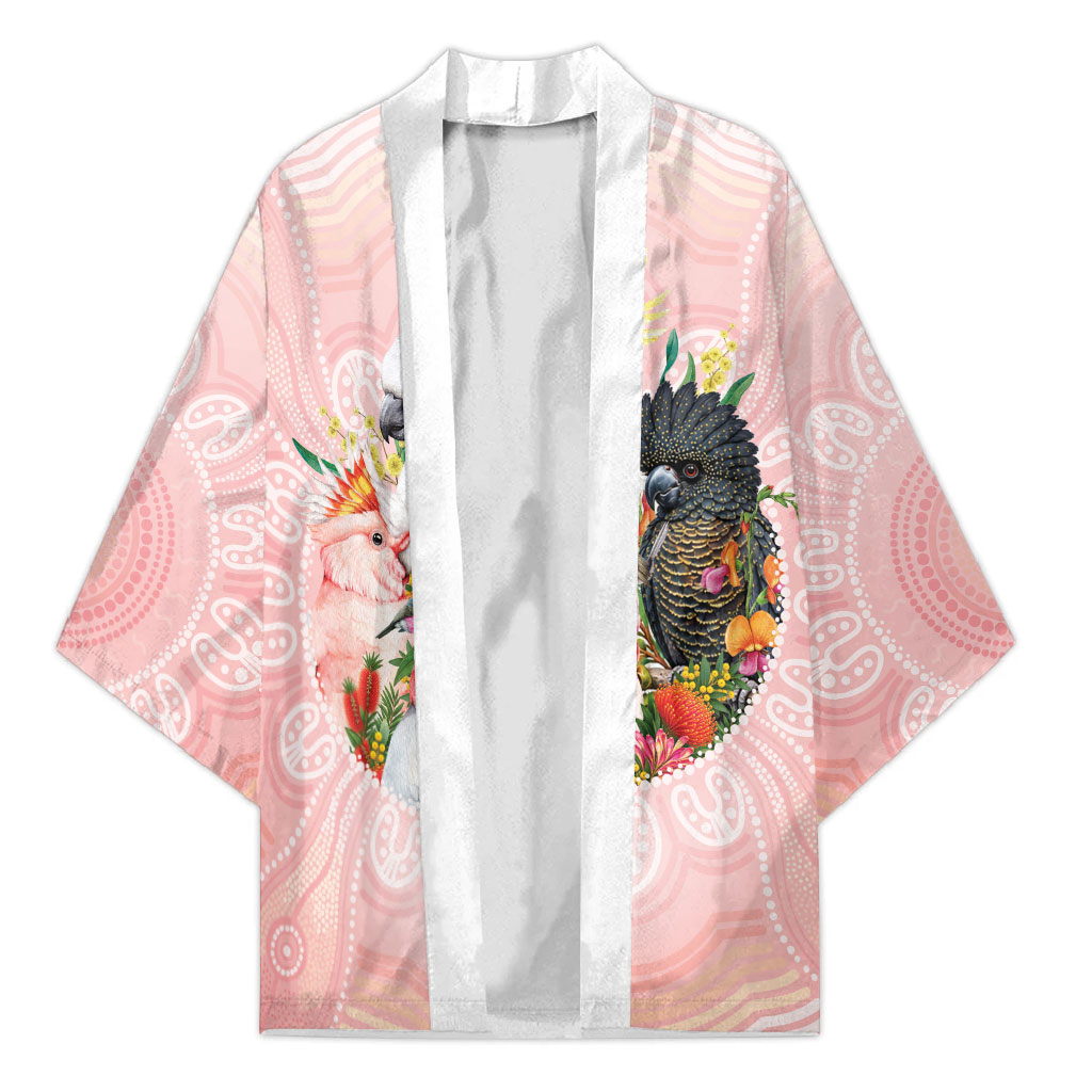 Australian Cockatoos Kimono Flora Aboriginal Dot Art Pattern