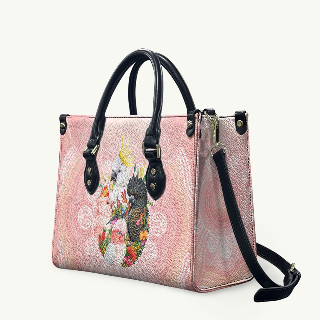 Australian Cockatoos Leather Bag Flora Aboriginal Dot Art Pattern