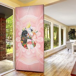 Australian Cockatoos Door Cover Flora Aboriginal Dot Art Pattern