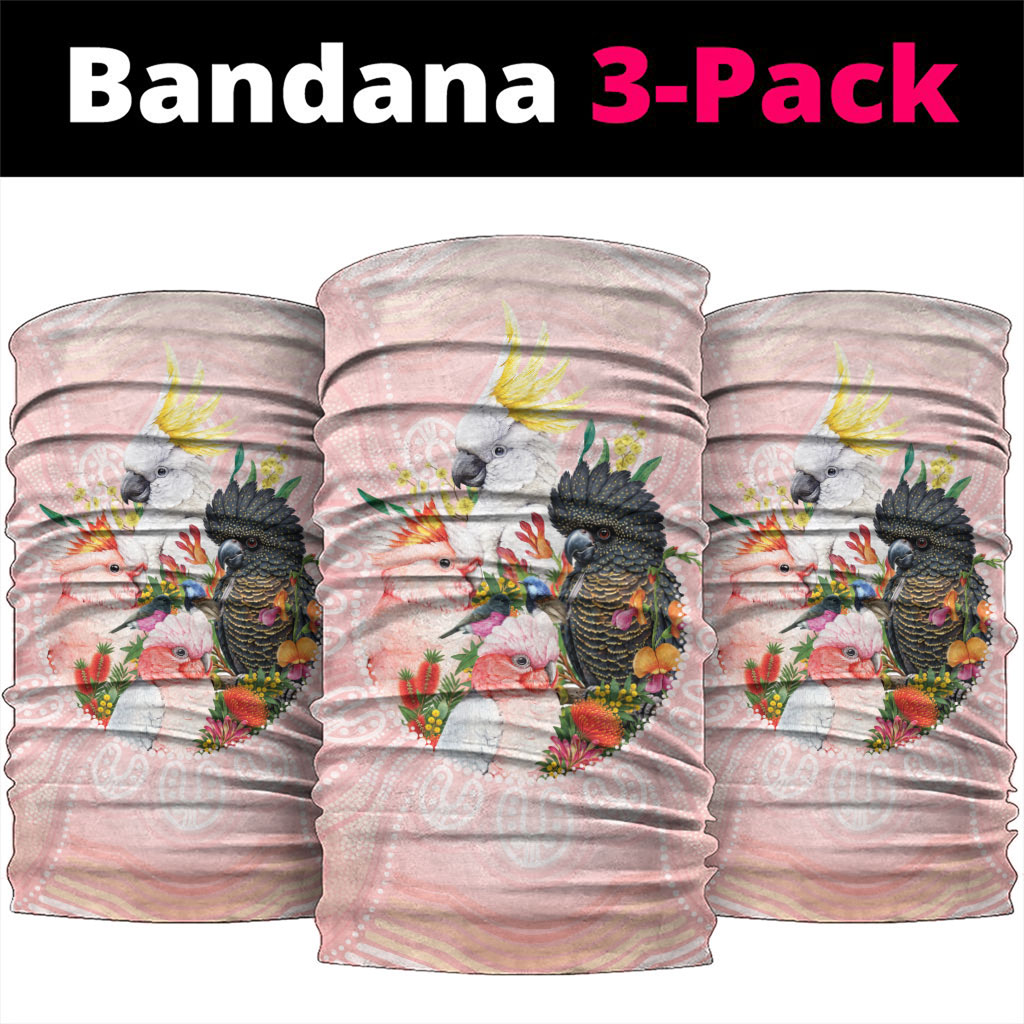 Australian Cockatoos Neck Gaiter Flora Aboriginal Dot Art Pattern