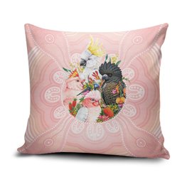 Australian Cockatoos Pillow Cover Flora Aboriginal Dot Art Pattern