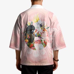 Australian Cockatoos Kimono Flora Aboriginal Dot Art Pattern