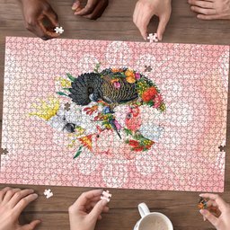 Australian Cockatoos Puzzle Flora Aboriginal Dot Art Pattern