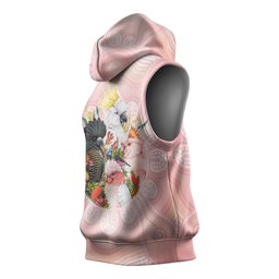Australian Cockatoos Sleeveless Hoodie Flora Aboriginal Dot Art Pattern