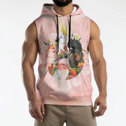 Australian Cockatoos Sleeveless Hoodie Flora Aboriginal Dot Art Pattern