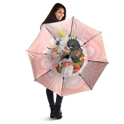 Australian Cockatoos Umbrella Flora Aboriginal Dot Art Pattern