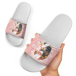Australian Cockatoos Slide Sandals Flora Aboriginal Dot Art Pattern