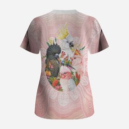 Australian Cockatoos Scrub Top Flora Aboriginal Dot Art Pattern