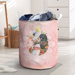 Australian Cockatoos Laundry Basket Flora Aboriginal Dot Art Pattern