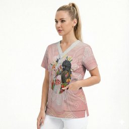 Australian Cockatoos Scrub Top Flora Aboriginal Dot Art Pattern