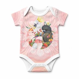 Australian Cockatoos Baby Onesie Flora Aboriginal Dot Art Pattern