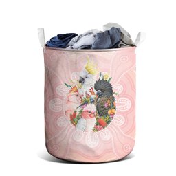 Australian Cockatoos Laundry Basket Flora Aboriginal Dot Art Pattern