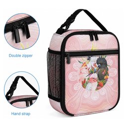 Australian Cockatoos Lunch Bag Flora Aboriginal Dot Art Pattern