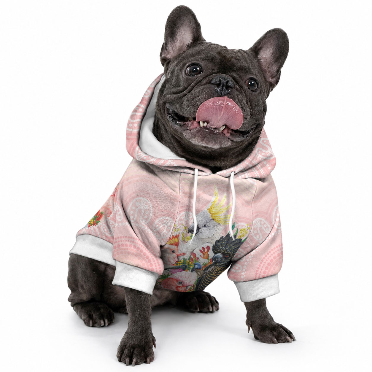 Australian Cockatoos Pet Hoodie Flora Aboriginal Dot Art Pattern