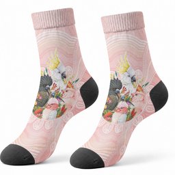 Australian Cockatoos Crew Socks Flora Aboriginal Dot Art Pattern