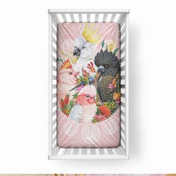 Australian Cockatoos Baby Bed Cover Flora Aboriginal Dot Art Pattern