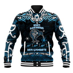 Personalised Ngati Kahungunu Aotearoa Meri Kirihimete Baseball Jacket Maori Kiwi Bird Silver Fern Koru Pattern
