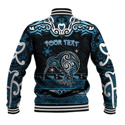 Personalised Ngati Kahungunu Aotearoa Meri Kirihimete Baseball Jacket Maori Kiwi Bird Silver Fern Koru Pattern