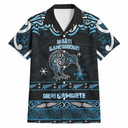 Personalised Ngati Kahungunu Aotearoa Meri Kirihimete Hawaiian Shirt Maori Kiwi Bird Silver Fern Koru Pattern