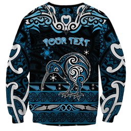 Personalised Ngati Kahungunu Aotearoa Meri Kirihimete Sweatshirt Maori Kiwi Bird Silver Fern Koru Pattern