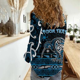 Personalised Ngati Kahungunu Aotearoa Meri Kirihimete Women Casual Shirt Maori Kiwi Bird Silver Fern Koru Pattern