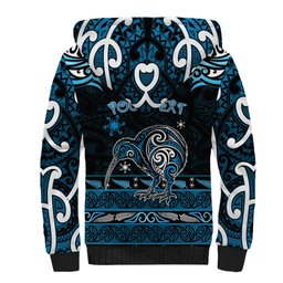Personalised Ngati Kahungunu Aotearoa Meri Kirihimete Sherpa Hoodie Maori Kiwi Bird Silver Fern Koru Pattern