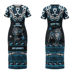 Personalised Ngati Kahungunu Aotearoa Meri Kirihimete Couples Matching Short Sleeve Bodycon Dress and Hawaiian Shirt Maori Kiwi Bird Silver Fern Koru Pattern
