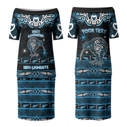 Personalised Ngati Kahungunu Aotearoa Meri Kirihimete Couples Matching Puletasi and Hawaiian Shirt Maori Kiwi Bird Silver Fern Koru Pattern