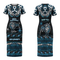 Personalised Ngati Kahungunu Aotearoa Meri Kirihimete Family Matching Short Sleeve Bodycon Dress and Hawaiian Shirt Maori Kiwi Bird Silver Fern Koru Pattern