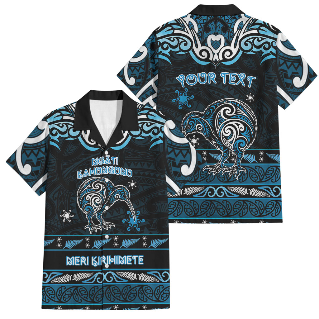 Personalised Ngati Kahungunu Aotearoa Meri Kirihimete Family Matching Mermaid Dress and Hawaiian Shirt Maori Kiwi Bird Silver Fern Koru Pattern