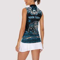 Personalised Ngati Kahungunu Aotearoa Meri Kirihimete Women Sleeveless Polo Shirt Maori Kiwi Bird Silver Fern Koru Pattern
