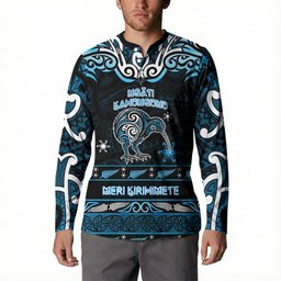 Personalised Ngati Kahungunu Aotearoa Meri Kirihimete Button Sweatshirt Maori Kiwi Bird Silver Fern Koru Pattern
