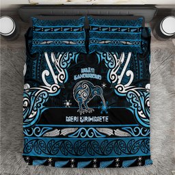 Ngati Kahungunu Aotearoa Meri Kirihimete Bedding Set Maori Kiwi Bird Silver Fern Koru Pattern