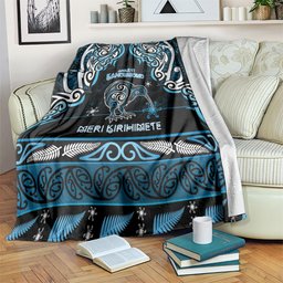 Ngati Kahungunu Aotearoa Meri Kirihimete Blanket Maori Kiwi Bird Silver Fern Koru Pattern