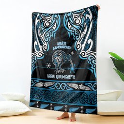 Ngati Kahungunu Aotearoa Meri Kirihimete Blanket Maori Kiwi Bird Silver Fern Koru Pattern