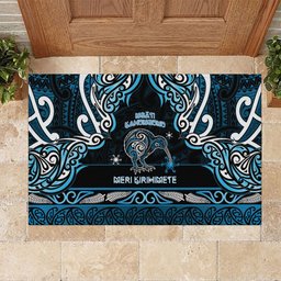 Ngati Kahungunu Aotearoa Meri Kirihimete Rubber Doormat Maori Kiwi Bird Silver Fern Koru Pattern