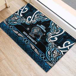 Ngati Kahungunu Aotearoa Meri Kirihimete Rubber Doormat Maori Kiwi Bird Silver Fern Koru Pattern