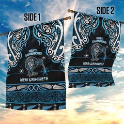Ngati Kahungunu Aotearoa Meri Kirihimete Garden Flag Maori Kiwi Bird Silver Fern Koru Pattern