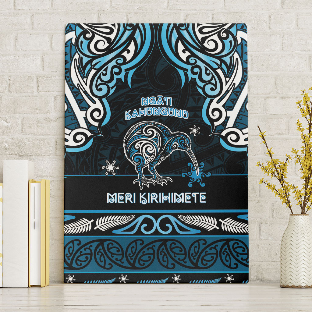 Ngati Kahungunu Aotearoa Meri Kirihimete Canvas Wall Art Maori Kiwi Bird Silver Fern Koru Pattern