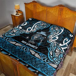 Ngati Kahungunu Aotearoa Meri Kirihimete Quilt Maori Kiwi Bird Silver Fern Koru Pattern