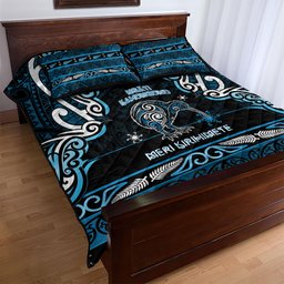 Ngati Kahungunu Aotearoa Meri Kirihimete Quilt Bed Set Maori Kiwi Bird Silver Fern Koru Pattern