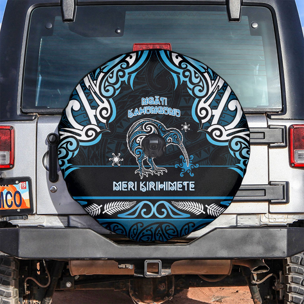 Ngati Kahungunu Aotearoa Meri Kirihimete Spare Tire Cover Maori Kiwi Bird Silver Fern Koru Pattern