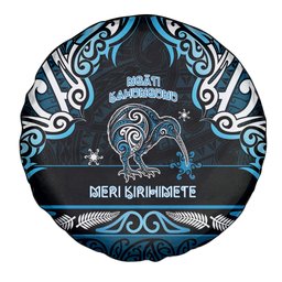 Ngati Kahungunu Aotearoa Meri Kirihimete Spare Tire Cover Maori Kiwi Bird Silver Fern Koru Pattern