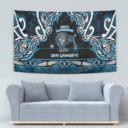 Ngati Kahungunu Aotearoa Meri Kirihimete Tapestry Maori Kiwi Bird Silver Fern Koru Pattern