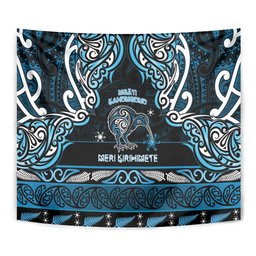 Ngati Kahungunu Aotearoa Meri Kirihimete Tapestry Maori Kiwi Bird Silver Fern Koru Pattern