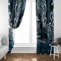 Ngati Kahungunu Aotearoa Meri Kirihimete Window Curtain Maori Kiwi Bird Silver Fern Koru Pattern