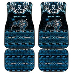Personalised Ngati Kahungunu Aotearoa Meri Kirihimete Car Mats Maori Kiwi Bird Silver Fern Koru Pattern