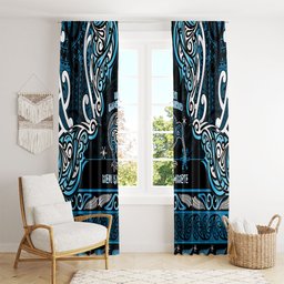 Ngati Kahungunu Aotearoa Meri Kirihimete Window Curtain Maori Kiwi Bird Silver Fern Koru Pattern