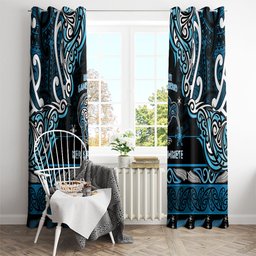 Ngati Kahungunu Aotearoa Meri Kirihimete Window Curtain Maori Kiwi Bird Silver Fern Koru Pattern