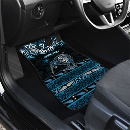 Personalised Ngati Kahungunu Aotearoa Meri Kirihimete Car Mats Maori Kiwi Bird Silver Fern Koru Pattern